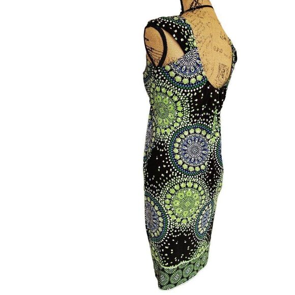 Women's Sleeveless Dress 4 Geometric Midi Sexy Chic Vibrant Stretch Y2K - Picture 7 of 8